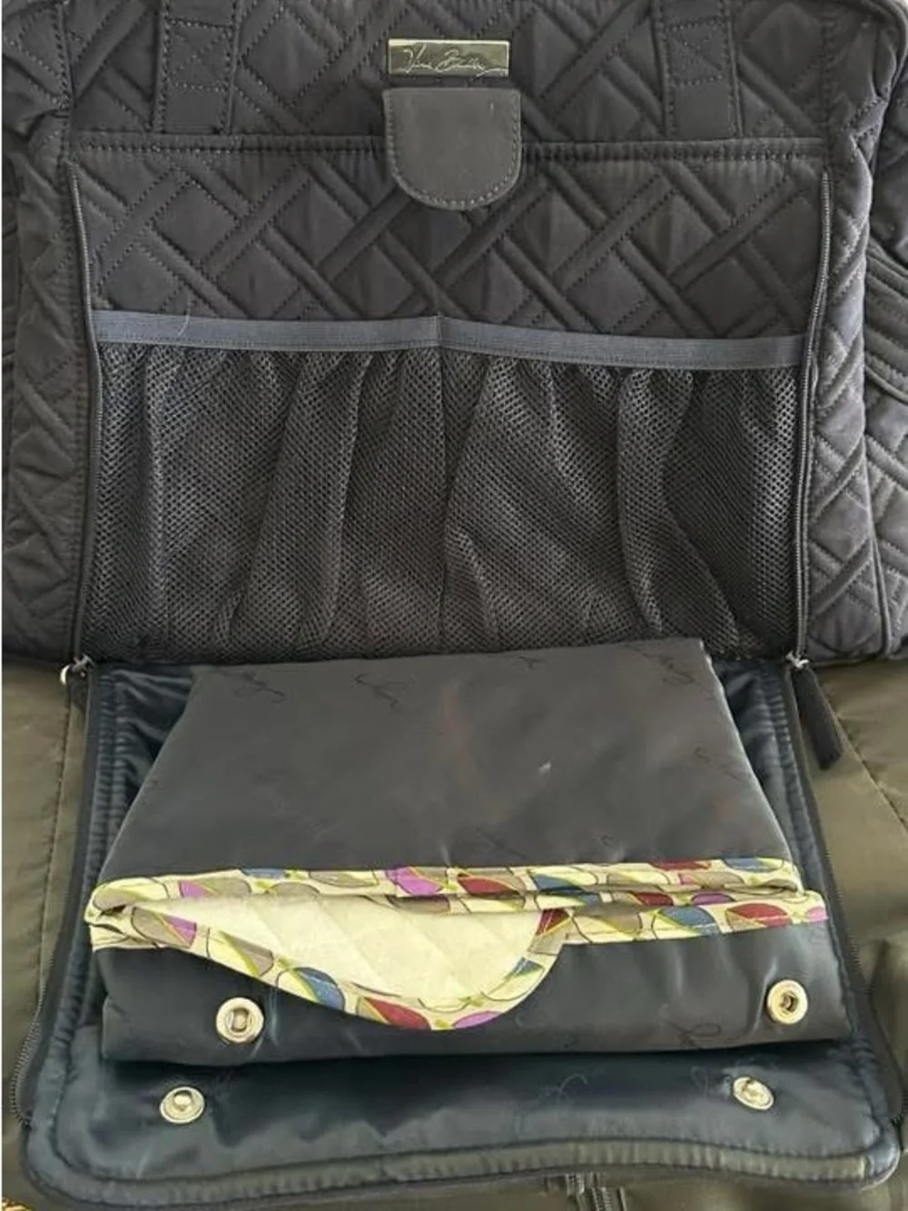 Vera Bradley Quilted Navy Shoulder Tote Diaper Bag- Dark Blue